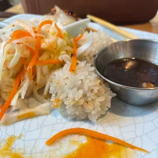 a plate of rice and vegetables