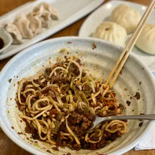 Dumplings Bao  Spicy noodles