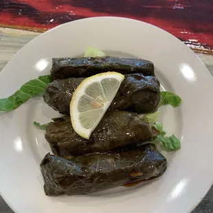 Grape leaves.