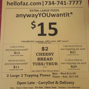 Menu front
