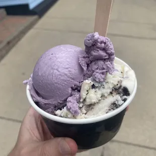 a hand holding a cup of ice cream