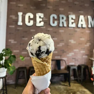 Vegan Cookies with the best waffle cone I&apos;ve ever tasted in my life.