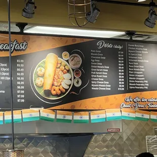 the menu of a fast food restaurant