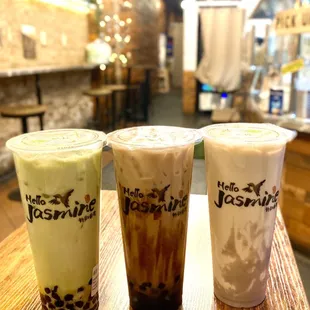 Matcha Milk Tea, Brown Sugar Boba Milk Tea, Taro Milk Cloud