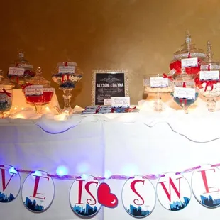 Dayna &amp; Jayson&apos;s Vegas Themed Wedding Display of Sweets