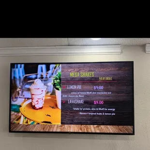 a menu displayed on a wall