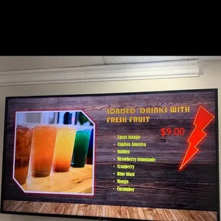 a picture of drinks on a tv screen