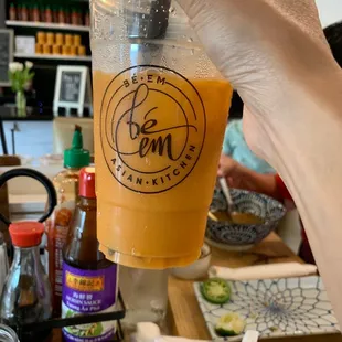 Thai tea with crystal boba
