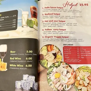 Beverage / hotpot menu