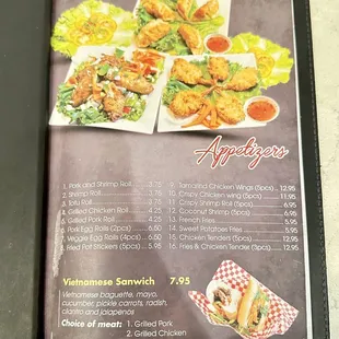 Appetizer menu