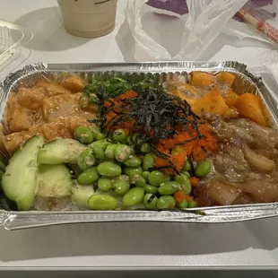 a tray of food on a table