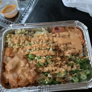 a container of food on a table