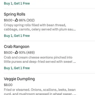a list of items on the app