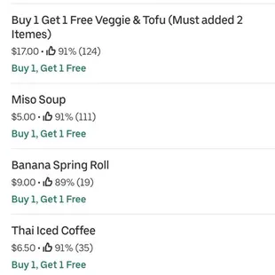 a list of items on the app