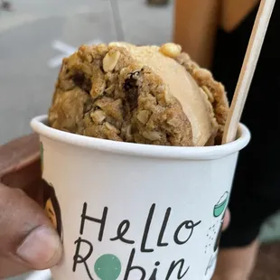 Sandwich (Salted Caramel ice cream + Oatmeal Chocolate Chip cookies)