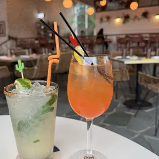 Down the hatch (left), aperol spritz (right)