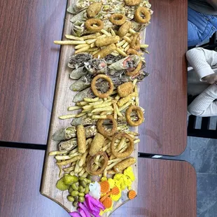 a platter of food on a table
