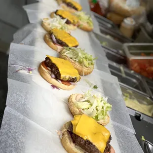 Cheese burgers. One of our top selling items