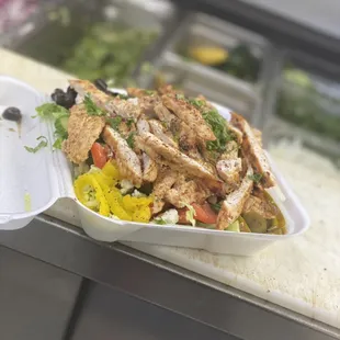 Grilled chicken Greek salad