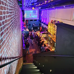 View from balcony looking down into main bar