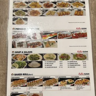 Appetizers &amp; salad menu