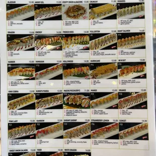 the menu for hello sushi