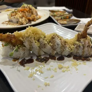 Spider Roll with deep fried soft shell 2 Piece Crab Sushi
