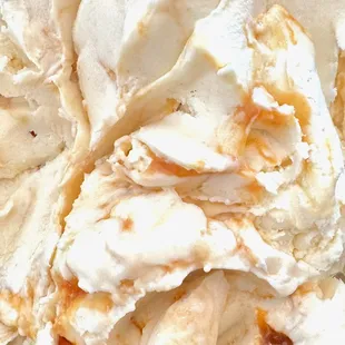 Top-Notch Donut: An ice cream for donut fans! A donut ice cream base with my favorite frosting flavor, caramel, swirling throughout.