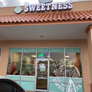 the front of a sweet shop