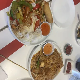 Pad Thai and L Thai Eggplant