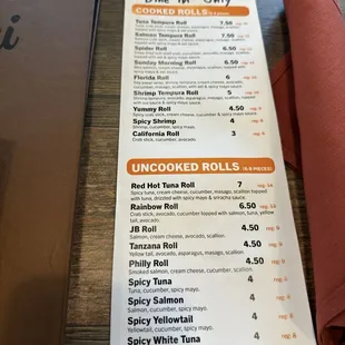 menu