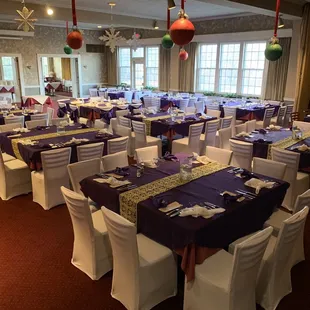 tables set for a wedding reception