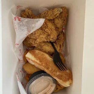 fried chicken and a sandwich
