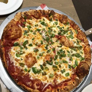 a pizza on a pizza pan