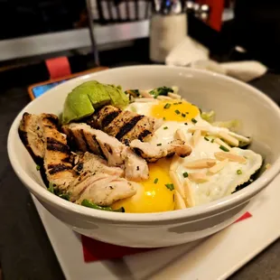 Warm Greens Grain Bowl with chicken