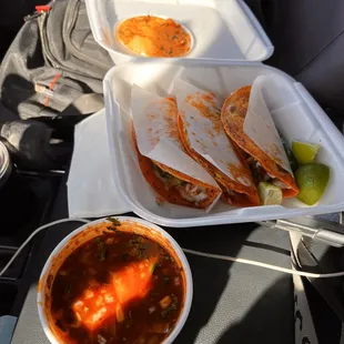 Quesa birria tacos with consomé