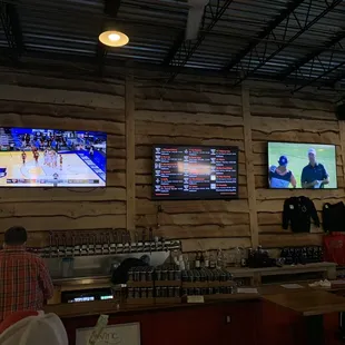 a man watching a basketball game on tv