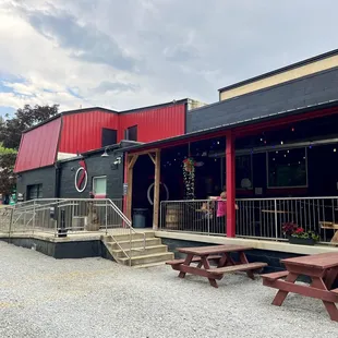 Outside of the taproom and only a portion of the outdoor seating available.
