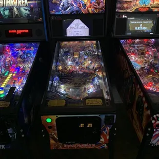 a row of pinball machines