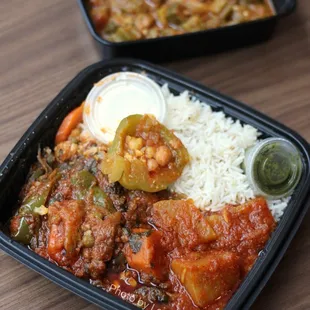 Vegetarian Dolma ($9.95) Baby eggplant filled w spinach, simmered in sun-dried tomato + herb sauce, served w challow rice and side of turnip