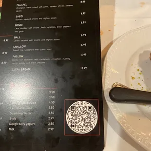 menu