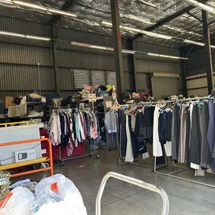 Donated items in warehouse