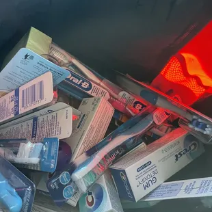 Dropping off individual toiletries