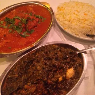 Saag Paneer, Chicken Tikka Masala, Basmati Rice