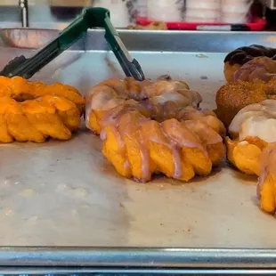 Assorted crullers.