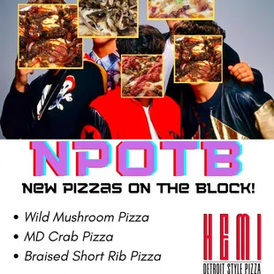 two men holding up slices of pizza