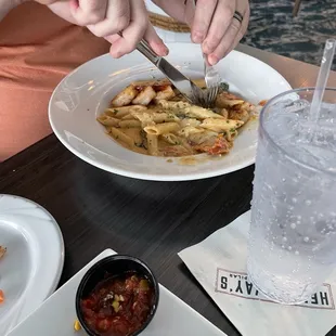 A shrimp  pasta dish