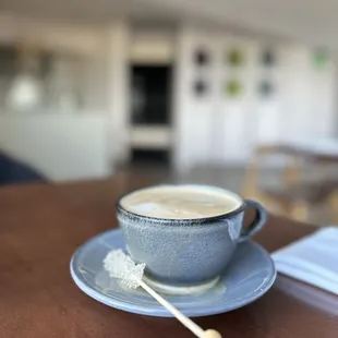 a cup of cappuccino on a saucer