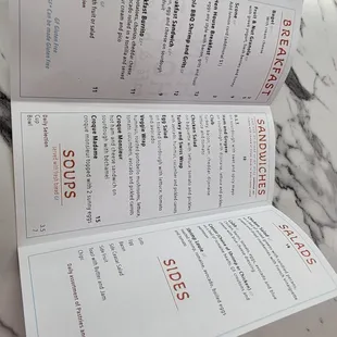 The menu.