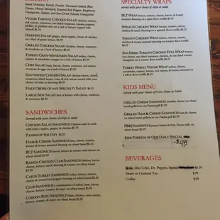 Full menu